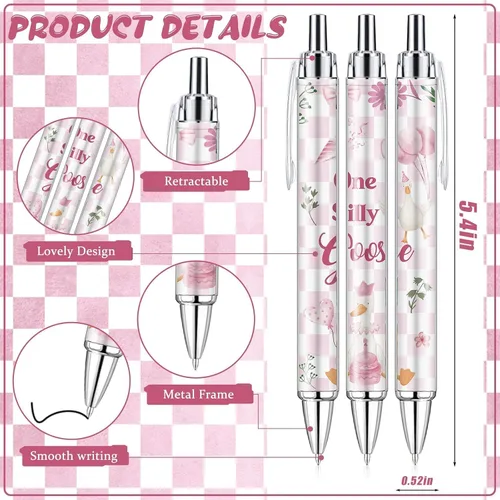Vista 2 de 145 bolígrafos y llaveros de ganso rosa para baby shower, regalos para niñas, bolígrafos retráctiles para baby shower, revelación de género