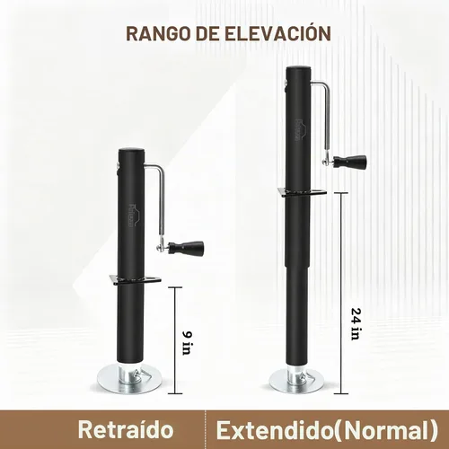 Vista 4 de Gato de lengua para remolque, capacidad de elevación de 2000 libras, marco en A de elevación de 15 pulgadas, resistente - Gato de remolque manual