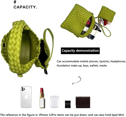 Vista 4 de Bolso tejido para mujer, bolso cruzado de moda, bolso de hombro con asa superior, bolso casual de mano y bolsos de viaje, bolso Hobo