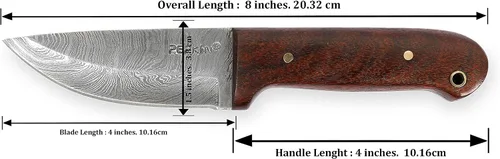 Vista 5 de Venta - Cuchillo de caza de Damasco hecho a mano personalizado Hermoso cuchillo de Bushcraft con funda y sacapuntas de cuchillo