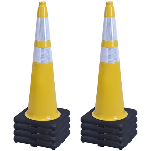 Vista 16 de OrangeStar 6 Pack 36" Conos de seguridad de tráfico, conos de estacionamiento verdes con collar reflectante, conos de construcción con base