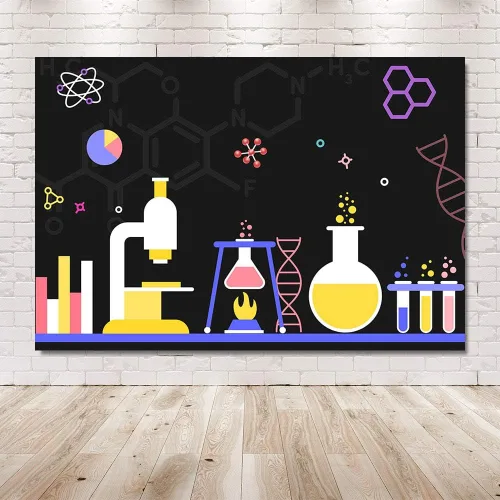 Vista 6 de MEHOFOND Decoraciones de fiesta de ciencia de 7 x 5 pies, fondo de estudio fotográfico, decoración de fiesta de cumpleaños, suministros de pancartas