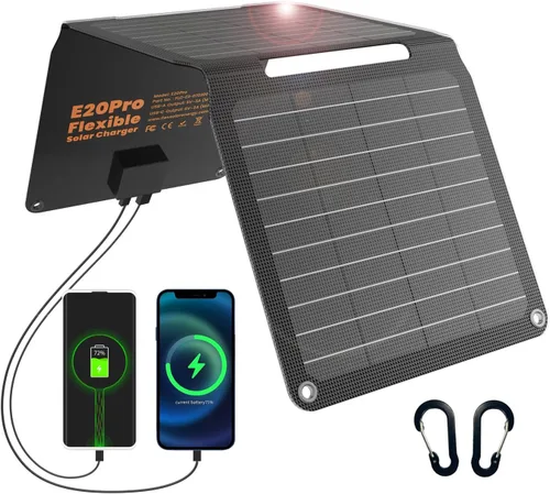 Vista 8 de Paneles solares portátiles de 10 W (5 V 2 A máximo), cargador solar plegable con puerto USB-A para teléfono celular, iPad, banco de energía, paneles