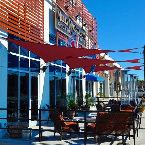 Vista 7 de Patio Paradise - Vela de sombra solar de 5' x 5' impermeable roja rectangular, toldo con bloqueo UV, tela de lona para exteriores, cubierta