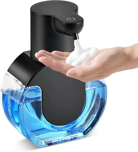 Vista 9 de Dispensador automático de jabón espumoso de 15 oz/420ml, desinfectante de manos espumoso, soporte de pared sin contacto con 4 niveles, dispensador
