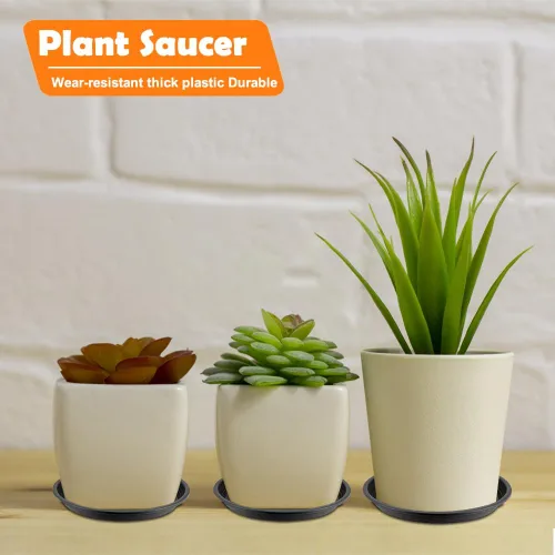 Vista 4 de BamLue Paquete de 12 platillos gruesos mejorados para plantas, 6, 8, 10 pulgadas, platos redondos de plástico para plantas de jardín