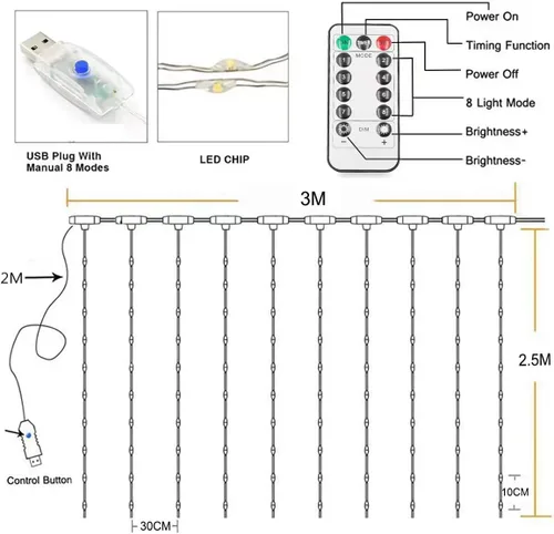 Vista 3 de Dosel de Cama de Encaje Mosquitera con Luces Cálidas, Dosel de Cama de Princesa para Decoración de Habitación de Niñas, Azul/Una Entrada Luces