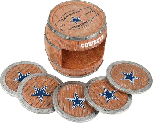 Vista 129 de FOCO NFL Team Logo 5-Pack Barrel Beverage Drink Coaster Set