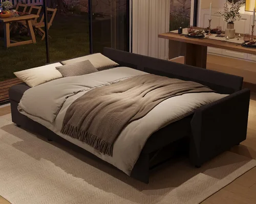 Vista 4 de AMERLIFE Sofa Bed, Sleeper Sofa with Storage Chaise, Convertible Sofa Bed with Pull Out Couch, l Shaped Couch for Living Room, Guest Room, Boucle