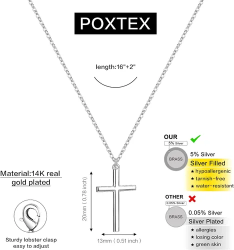 Vista 83 de Collar de cruz para mujeres y niñas, delicado chapado en oro de 14 quilates, gargantilla con dije de cruz que no se deslustra, impermeable, moderno