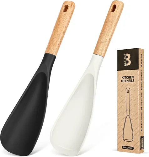 Vista 8 de Cuchara de cocina para utensilios de cocina antiadherentes, ideal para cocinar y servir silicona mate resistente sin BPA, cuchara con mango