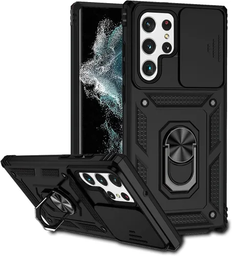 Vista 11 de Funda para Samsung Galaxy S22 Ultra, Galaxy S22 Ultra con funda para cámara y soporte, grado militar, a prueba de golpes, resistente, con soporte