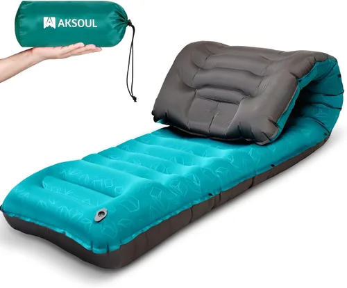 Vista 13 de Almohadilla de dormir de camping AKSOUL: Colchón de aire autoinflable ultraligero y compacto, almohadilla inflable ligera conectable con bomba