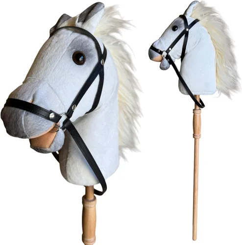 Vista 11 de Nature Bound Caballo de palo Caballo en un palo con efectos de sonido – Poni de peluche hecho a mano para niños pequeños y niños Mango de madera