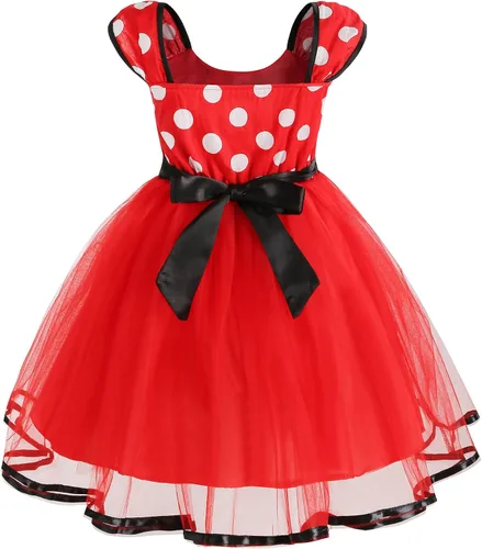Vista 3 de Vestidos de princesa para niñas, vestido de Minnie Mouse, traje de cumpleaños de Minnie Mouse, disfraz de Minnie Mouse
