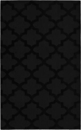 Vista 26 de Alfombra de Área Garland Rug Quatro Negra de 3' x 5' con Diseño de Enrejado Cut-Loop - Suave, Cómoda, Elegante y Económica en un Hermoso Color Negro