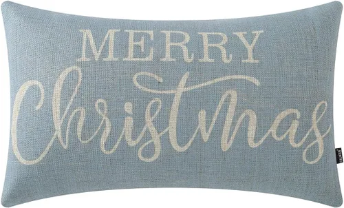 Vista 13 de TRENDIN Funda de almohada lumbar de 12 x 20 pulgadas para decoración de invierno, aspecto de grano de madera, funda de almohada de lino PL699TR