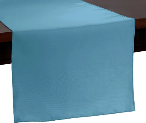 Vista 45 de ULTIMATE TEXTILE Camino de mesa de poliéster de 14 x 72 pulgadas, color azul aguamarina