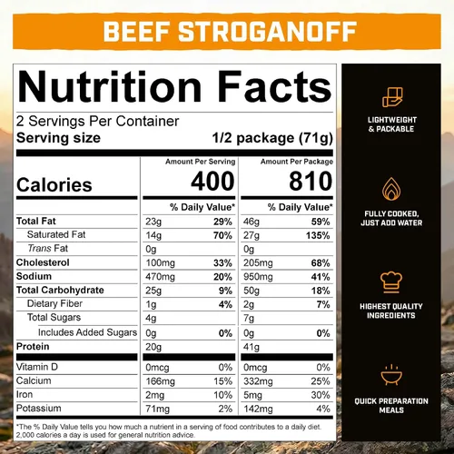 Vista 2 de Peak Refuel Beef Stroganoff - Comidas para acampar liofilizadas, carne real