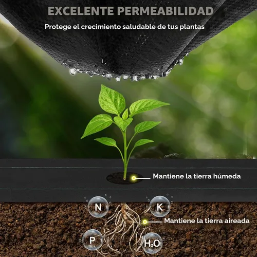 Vista 5 de Tela de barrera de malezas de 3 pies x 300 pies, tela de jardín resistente de 3.2 onzas con permeabilidad, cubierta tejida para control de malezas