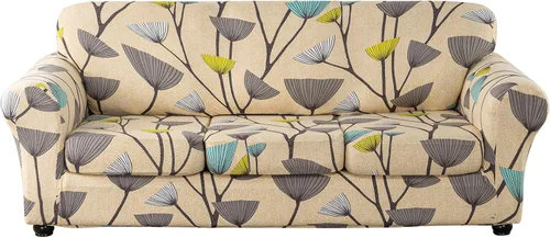 Vista 10 de Lamberia Funda de Sofá Estampada de Alta Elasticidad Fundas de Sofá de 2 Piezas Funda de Sillón con Una Funda de Cojín Separada Parte Inferior Flor