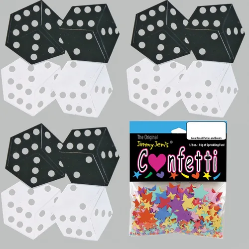 Vista 3 de Dados de confeti Negro, Blanco - Paquete al por menor #9280 QS0