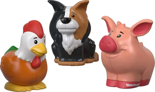Vista 2 de Fisher-Price Little People juguetes para niños pequeños de granja Animalitos amigos 8 piezas juego de figuras para juego de rol Edades 1+ años