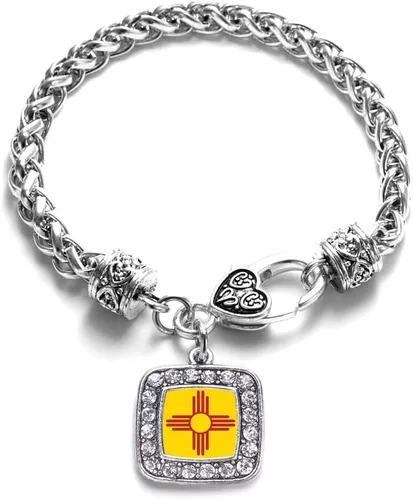 Vista 109 de Pulsera de dijes cuadrados de plata con joyería de circonita cúbica
