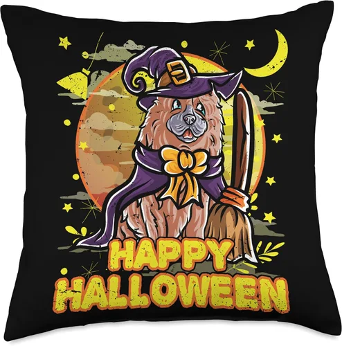 Vista 4 de BCC Chow Chow Shirts & Asian Dog Lover Gifts Chow Happy Halloween Costume Witch Throw Pillow, 16x16, Multicolor