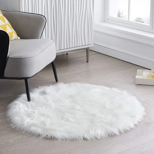 Vista 27 de Ciicool Alfombras de Piel de Oveja Sintética Suaves Alfombra de Piel Sintética Suave Beige Alfombra Esponjosa Funda para Silla y Sofá Alfombra