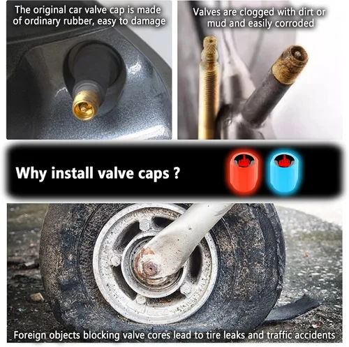 Vista 5 de 16 tapones fluorescentes para válvulas de neumáticos, tapones luminosos para válvula de aire de rueda de automóvil, accesorios de decoración