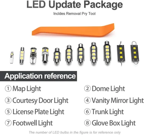 Vista 8 de 16 piezas kit de luces LED interiores para Dodge Charger 2006 2007 2008 2009 2010 Luces de mapa, domo, puerta, alféizar, maletero Super brillantes