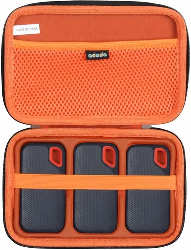 Vista 2 de Adada Funda rígida para SanDisk 500 GB / 250 GB / 1 TB / 2 TB Extreme Portable SSD (negro + verde, funda para 3 discos duros)
