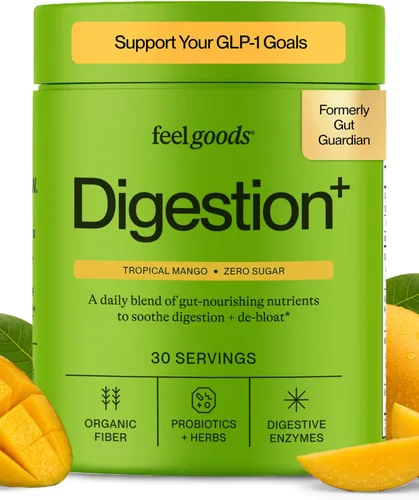 Vista 13 de Feel Goods Digestion+, salud intestinal, mezcla de fibra orgánica y probióticos, enzimas digestivas para alivio de la hinchazón, limpieza intestinal