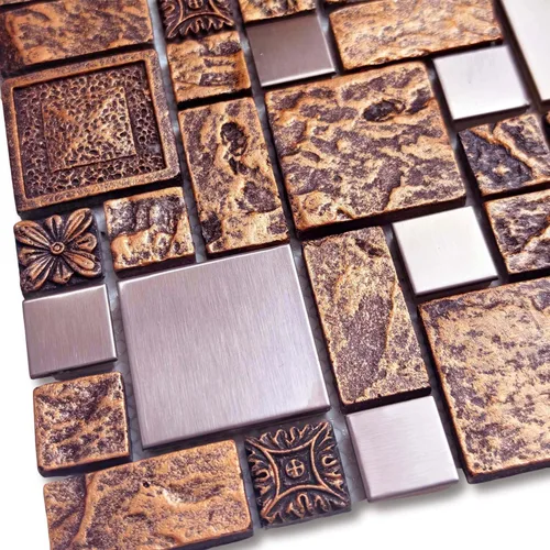 Vista 5 de Muestra de azulejo de pared de Backsplash de mosaico de resina metálica