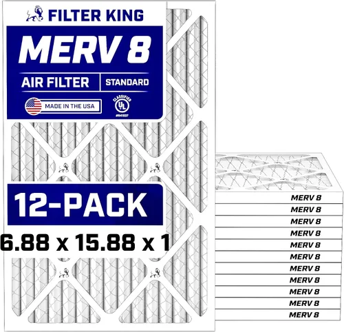 Vista 78 de Filter King Filtro de aire de 5.88 x 12.13 x 1 (MERV 8) (paquete de 12) filtros de horno de CA para control de polvo y alergias, fabricados en EE.