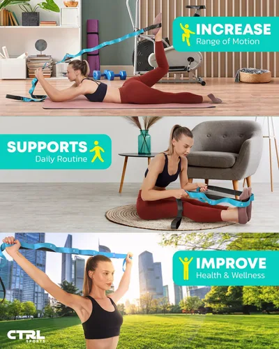 Vista 7 de Correa elástica con bucles, banda elástica no elástica para terapia física, correa de yoga para equipo de estiramiento, bandas elásticas