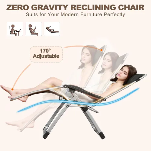 Vista 4 de DoCred - Silla reclinable plegable cómoda para dormitorio y sala de estar, silla de patio con cojín extraíble para interiores y exteriores