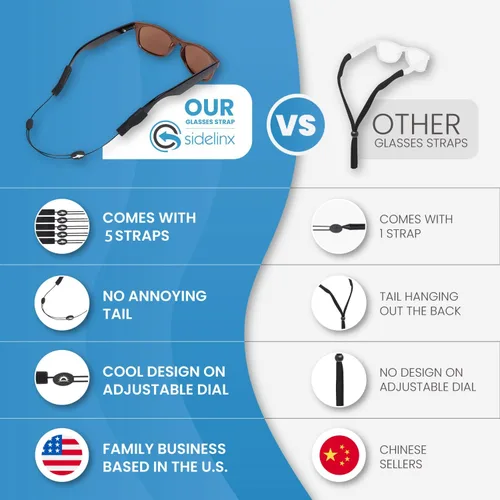Vista 3 de Correa ajustable para lentes (estilo tiburón) – Correa de gafas de sol sin cola – Soporte de cuerda para gafas – Con paño de limpieza de gafas
