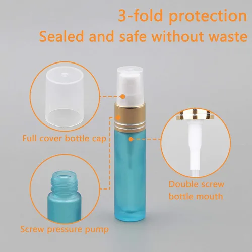 Vista 5 de Ellbest Botella de spray de vidrio recargable de 0.3 fl oz con 5 cuentagotas y 10 embudos, botella de perfume de vidrio pequeña Refillable &