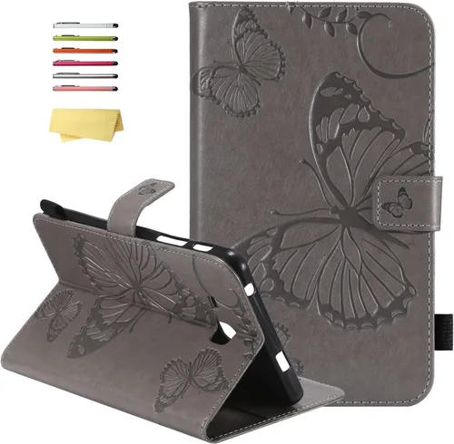 Vista 14 de Funda para Samsung Galaxy Tab A 7.0 2016 (SM-T280/T285) con portalápices [Encendido/apagado automático] Folio Stand Smart Magnetic Wallet Embossed