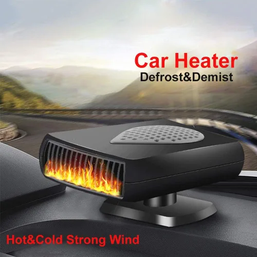 Vista 2 de MASO Calentador de coche portátil 2 en 1 de 12 V, descongelador de coche de calentamiento rápido, ventilador de refrigeración de coche caliente