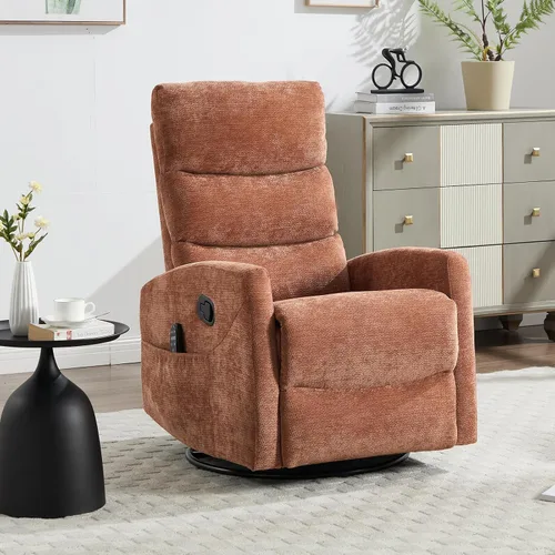 Vista 9 de Silla reclinable manual con masaje vibratorio, reclinable giratorio con control remoto, mecedora con calor lumbar, sillas reclinables con bolsillos