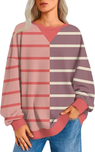 Vista 10 de Sudadera de manga larga para mujer, sudaderas de gran tamaño, estilo casual, cuello redondo, tallas S-2XL