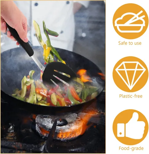 Vista 5 de Hemoton Espátula para freír ranurada Espátula de silicona antiadherente Espátula de cocina multifunción Accesorio de cocina