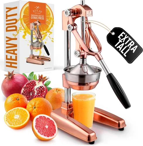 Vista 39 de Zulay Kitchen Exprimidor de hierro fundido, exprimidor de naranja resistente con coladores desmontables para una fácil limpieza, prensa de cítricos