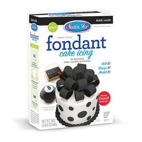 Vista 18 de Fondant de satén de Satin Ice para decorar pasteles, negro (4.4 onzas)