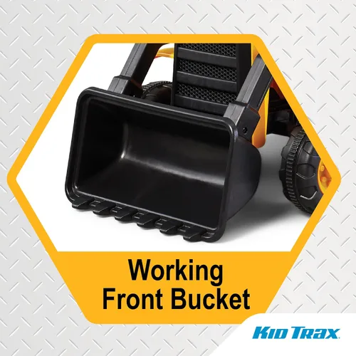 Vista 4 de Kid Trax - Juguete de montar CAT Frontloader para niños, de 18 a 36 meses, peso máximo de 44 libras, sistema de conducción con botón de fácil