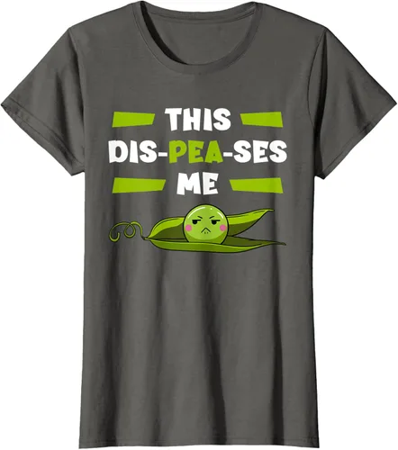 Vista 6 de Camiseta de semilla vegetariana de guisantes con flor de planta Dis-Peas-Ses Me, Negro