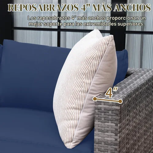 Vista 6 de UDPATIO Juego de muebles de patio de 5 piezas, sofá modular de mimbre para todo tipo de clima, sofá modular para exteriores en forma de L